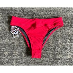 Jolyn Womens M Bikini Bottoms Bright Pink Zoe Drawstring NWT N4